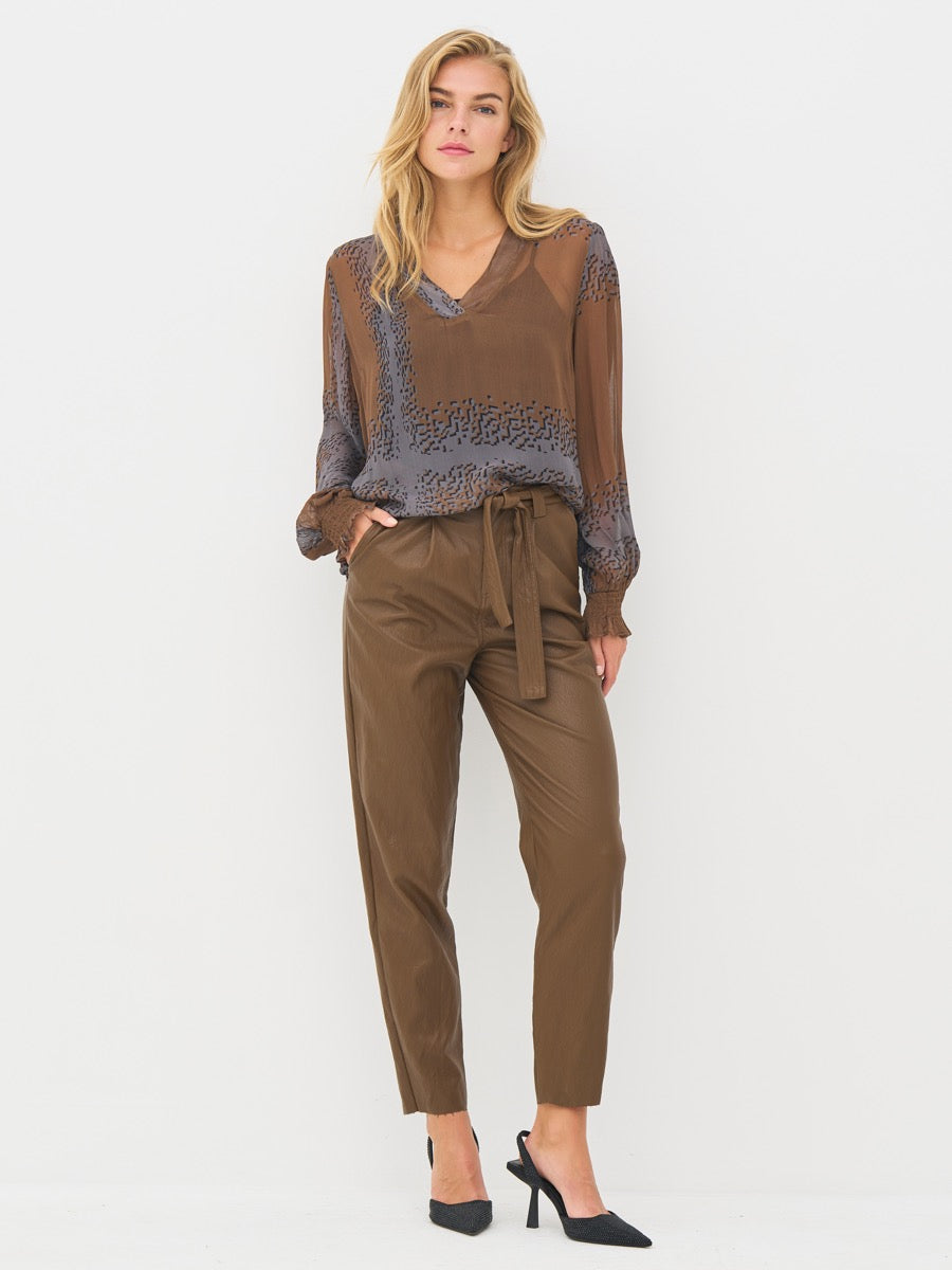 Nü Denmark Bianca Bluse Dark Earth Mix Brun