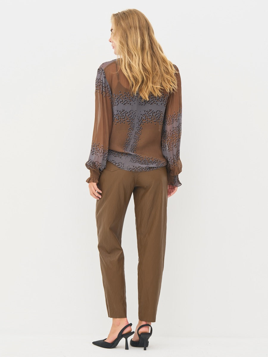 Nü Denmark Bianca Bluse Dark Earth Mix Brun