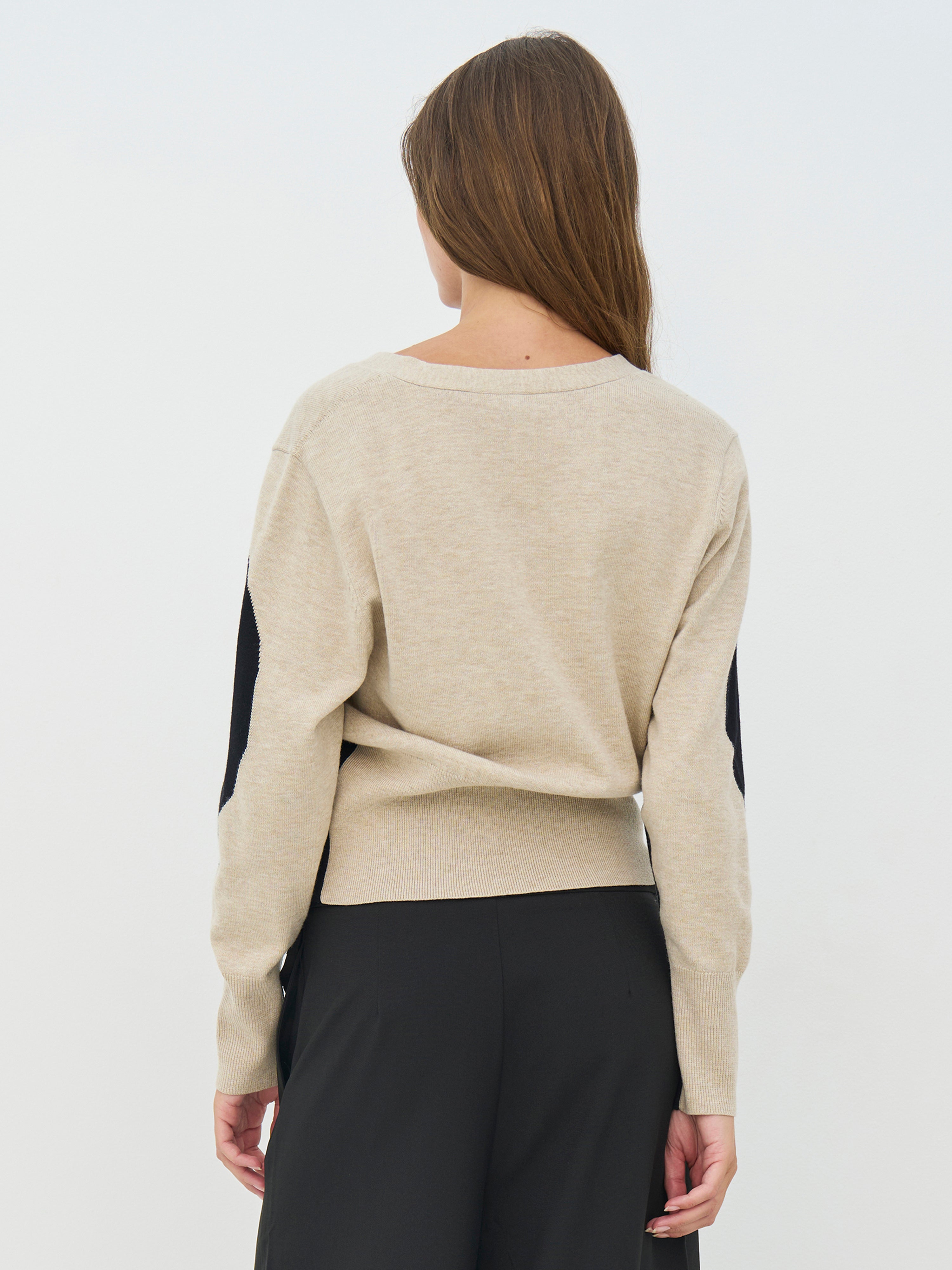 Nü Denmark Crista Strik Bluse Bone Mix Sort Sand