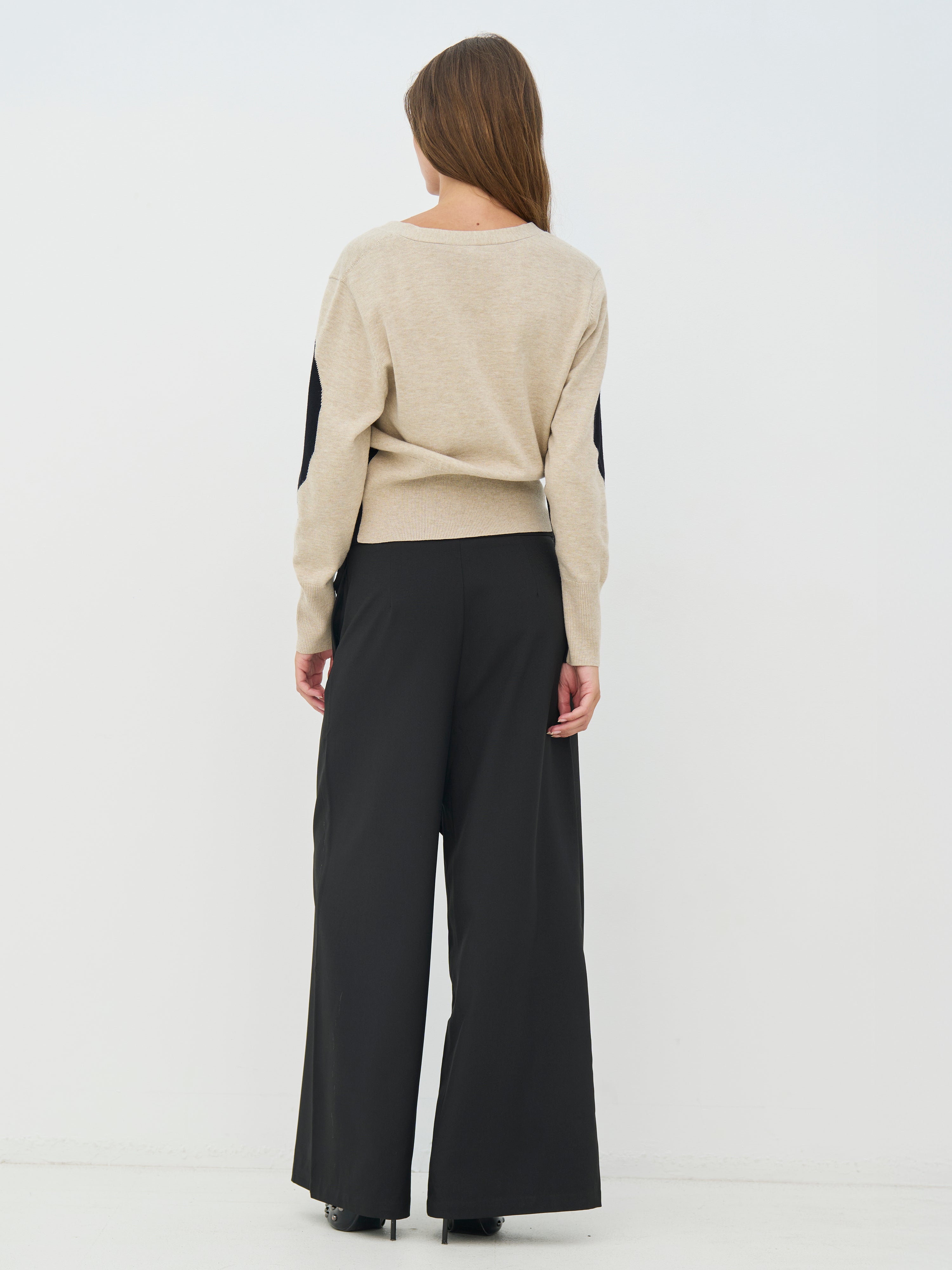 Nü Denmark Crista Strik Bluse Bone Mix Sort Sand