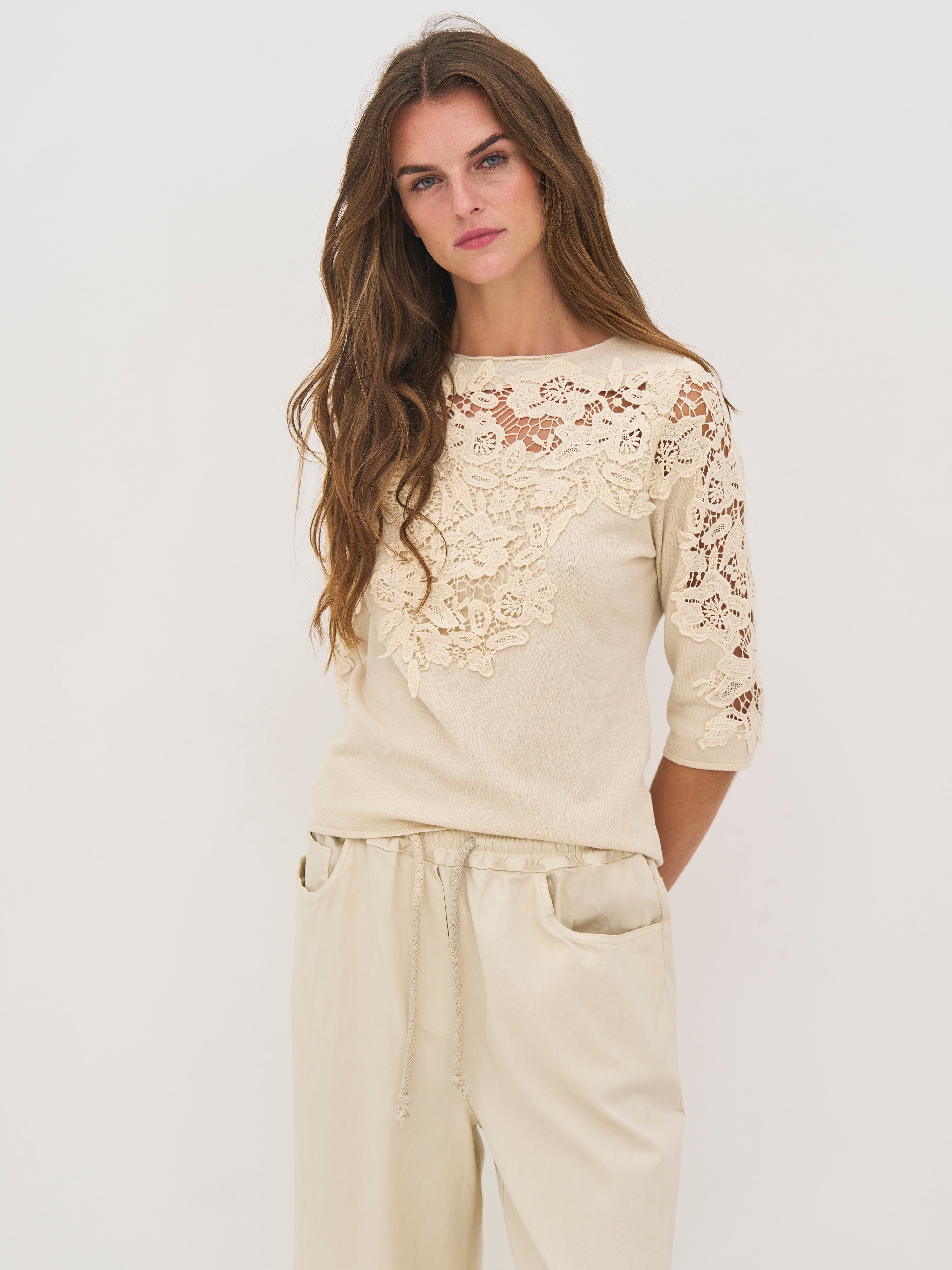 Nü Denmark Dac Strik Bluse Bone Hvid