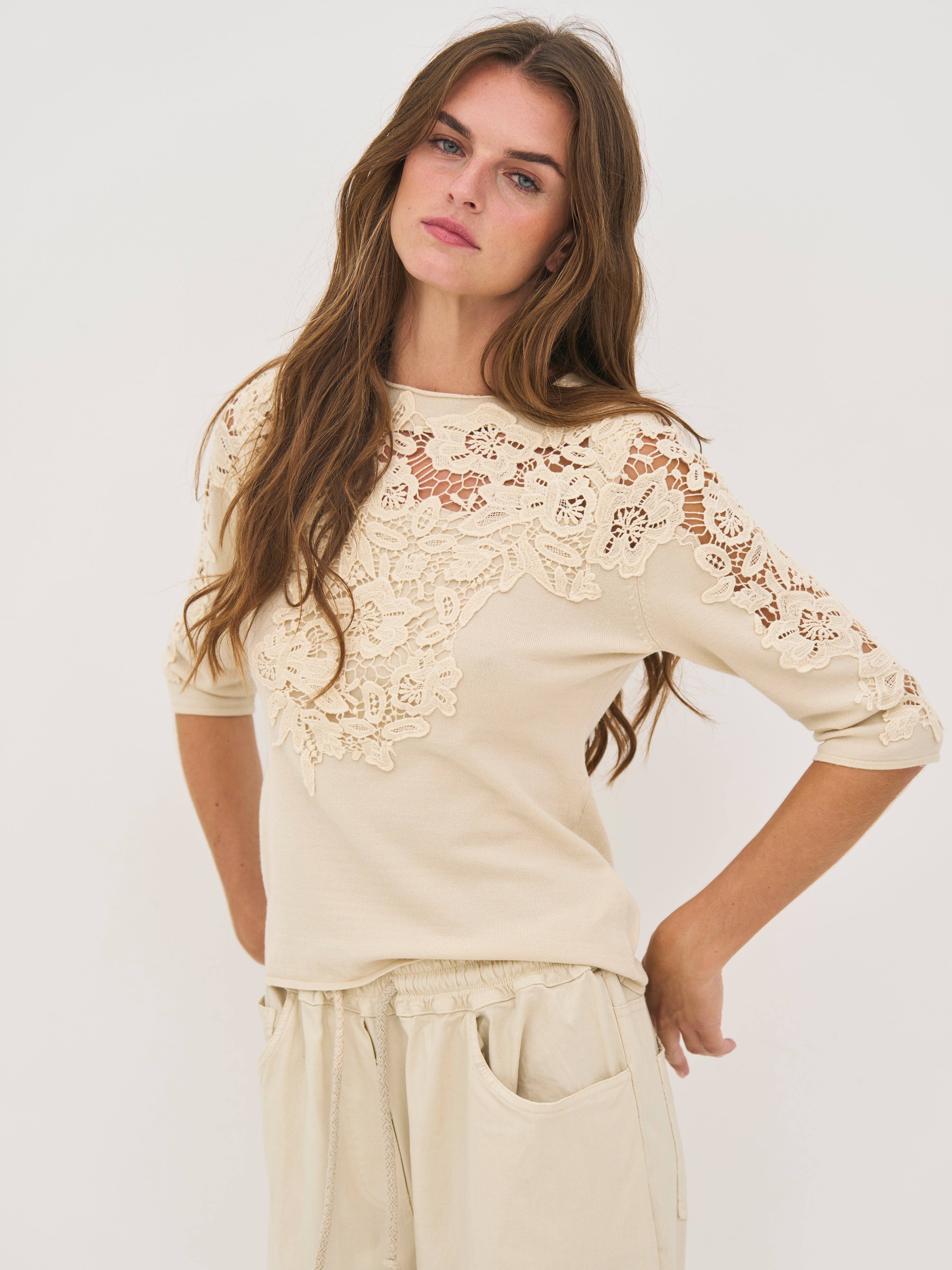 Nü Denmark Dac Strik Bluse Bone Hvid