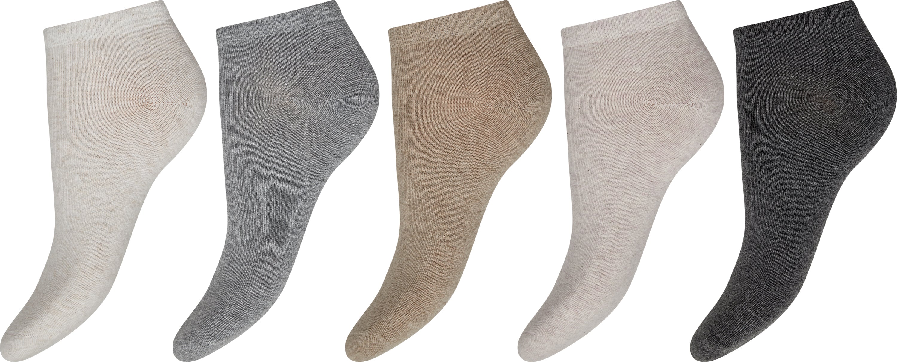 DECOY Sneaker Sokker Bamboo 5-Pack Creme Lysegrå Sand Lyserød Mørkegrå