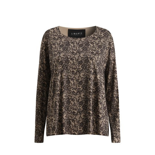 Liberte Alma Top Langærmet Lace Mocca Brun