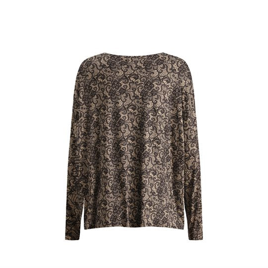 Liberte Alma Top Langærmet Lace Mocca Brun