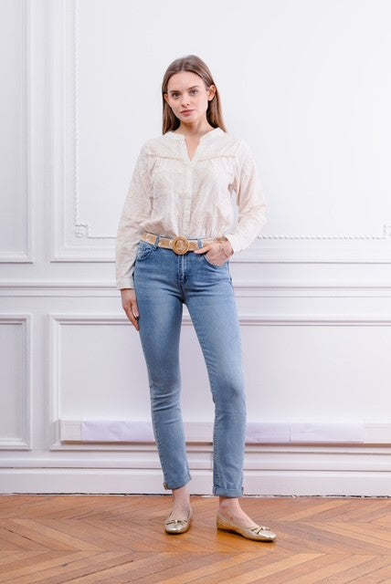 Zac & Zoe Jeans Blomst Lomme Slim Denim Blå