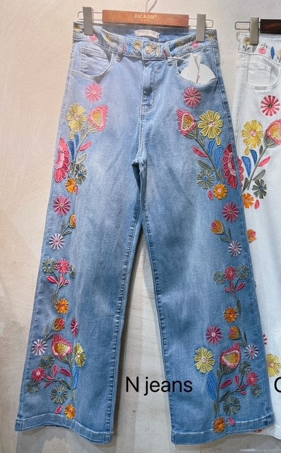Zac & Zoe Jeans Blomster Denim Blå