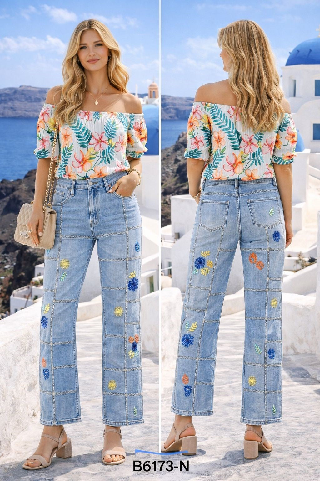 Zac & Zoe Jeans Broderi Ben Denim Blå