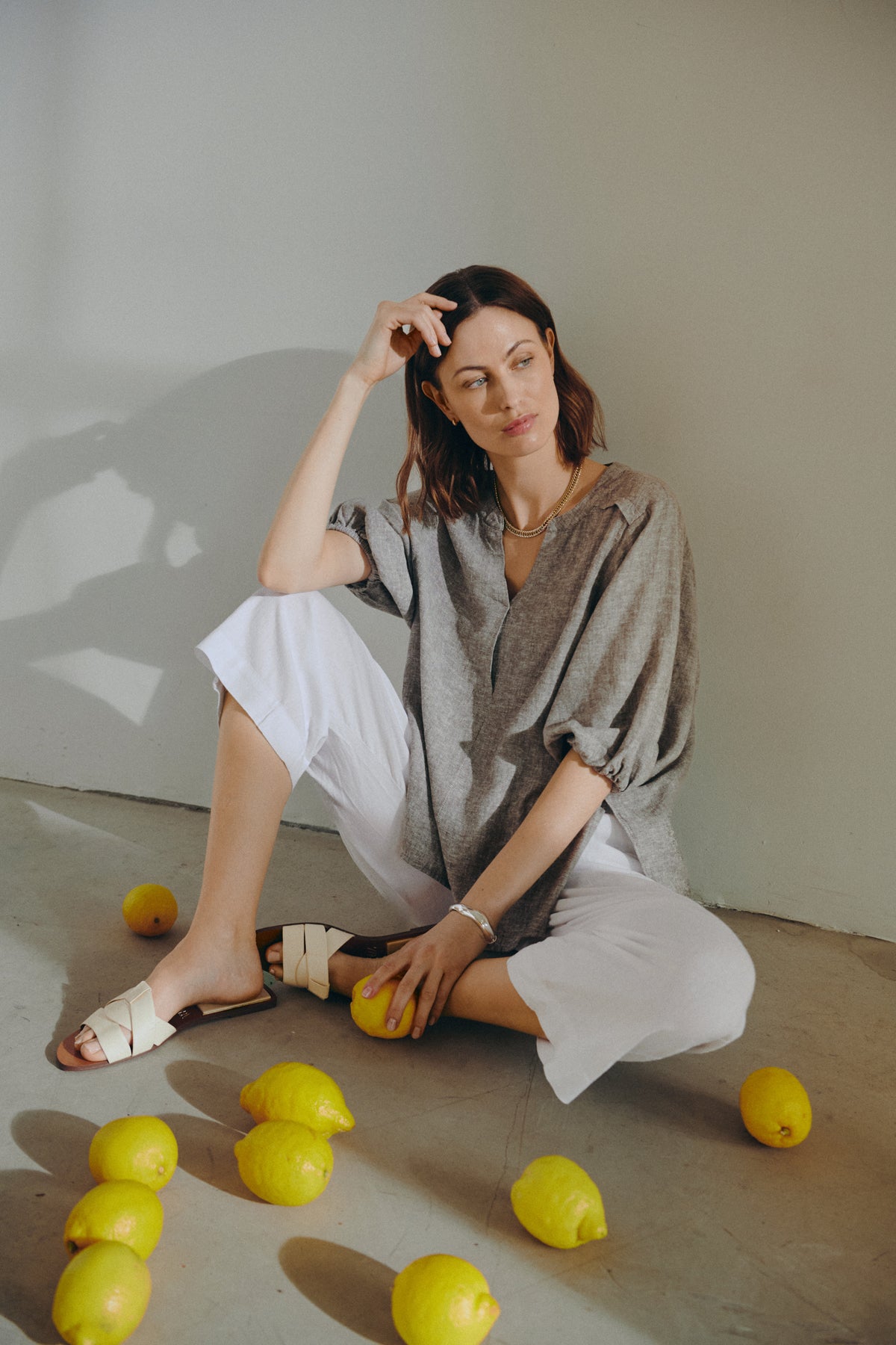 Freequent Lava Bluse Morel Melange Grå