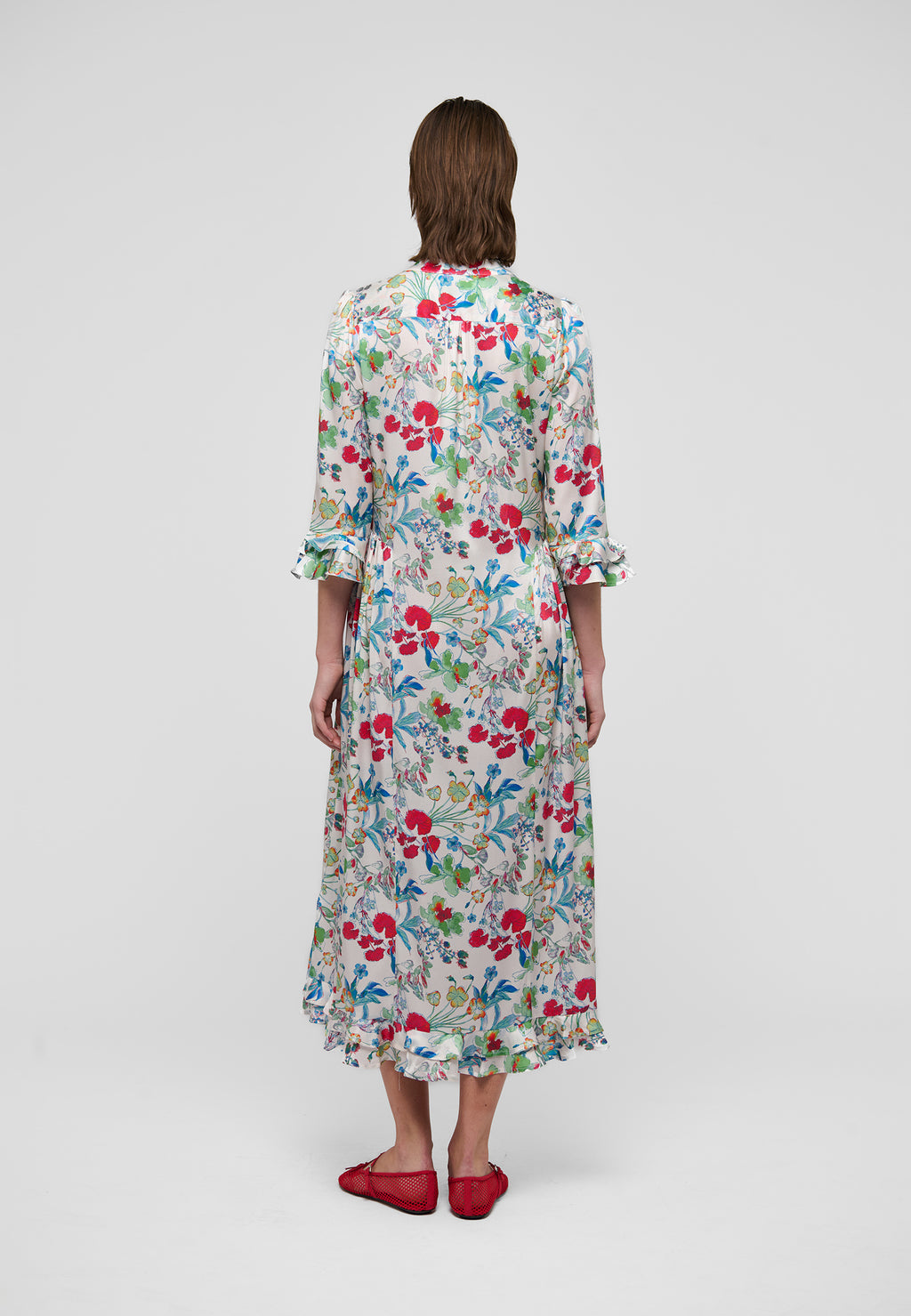 Dea Kudibal Rosanna Kjole w Ruffles Blomster Fleurette Leche Rød