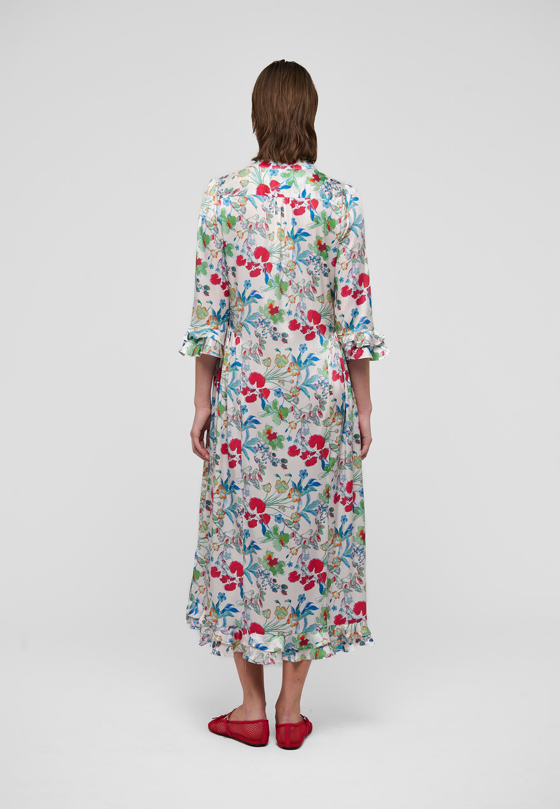 Dea Kudibal Rosanna Kjole w Ruffles Blomster Fleurette Leche Rød