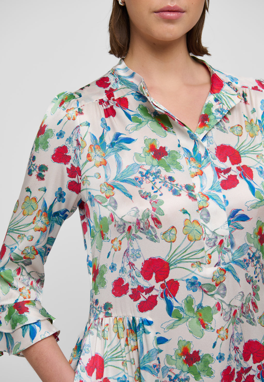 Dea Kudibal Rosanna Kjole w Ruffles Blomster Fleurette Leche Rød
