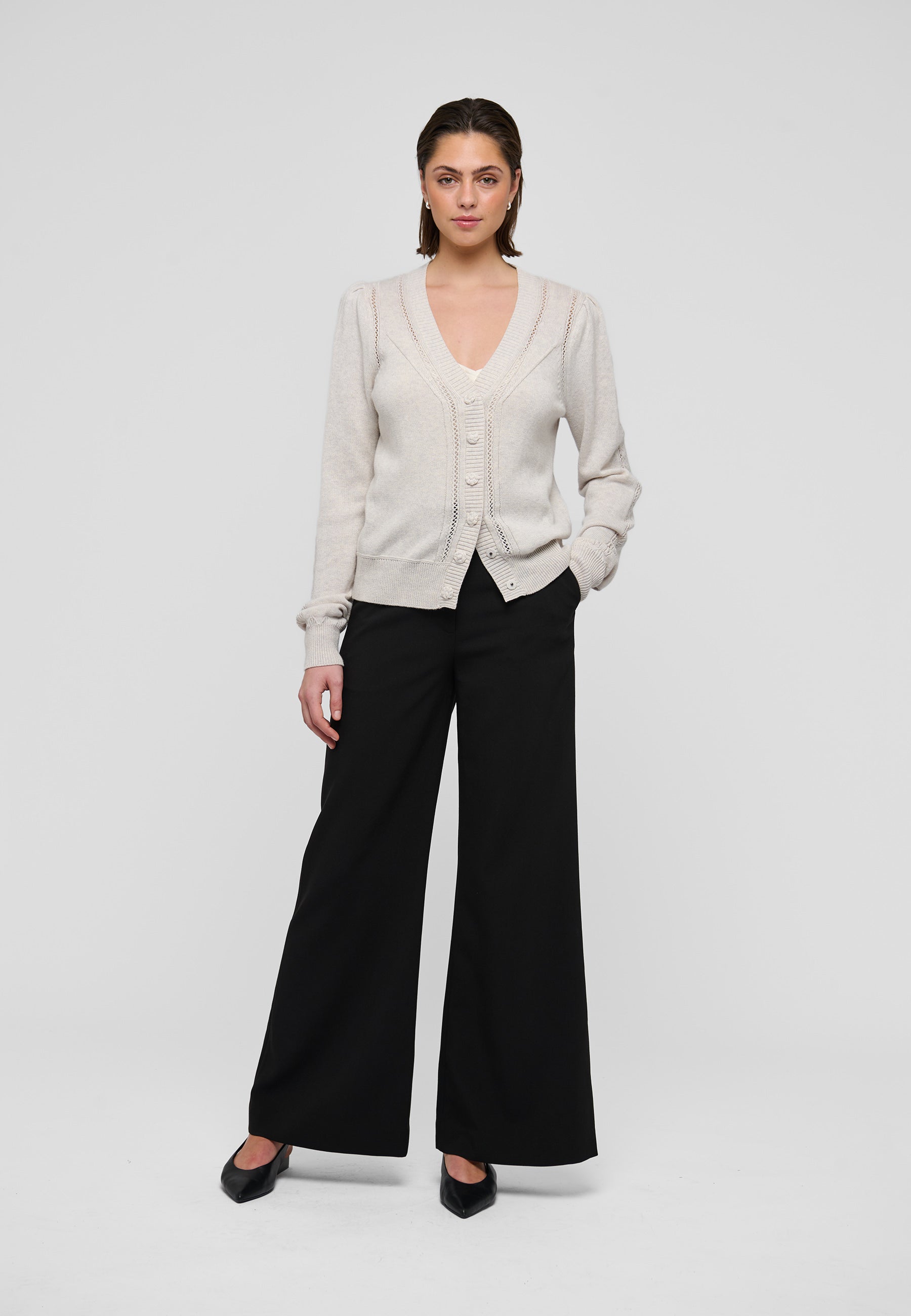 Dea Kudibal MALINA Cardigan w Pattern Details Chalk Melange