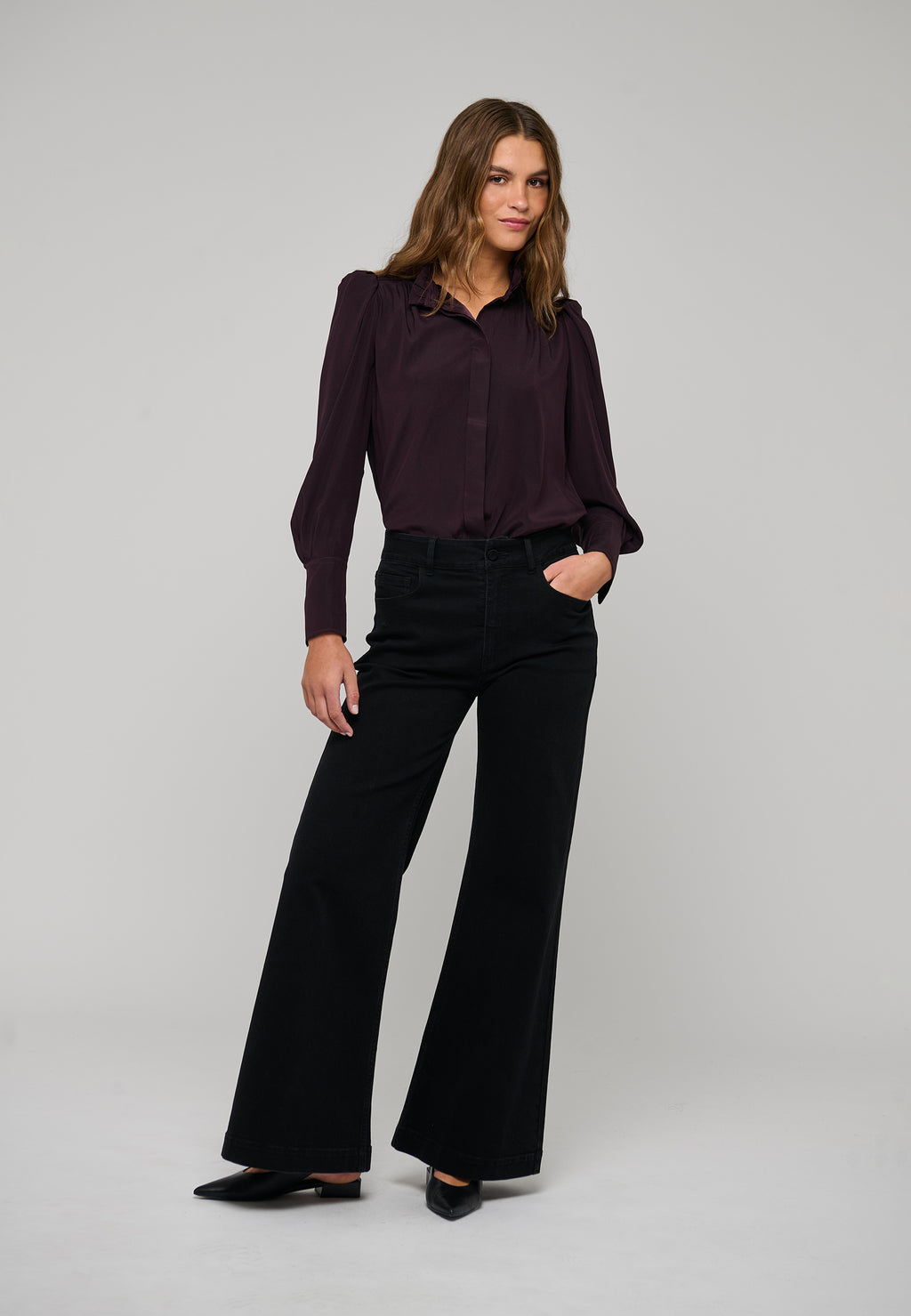 Dea Kudibal ROBERTA Skjorte Bluse w Ruffle Details Berry Wine