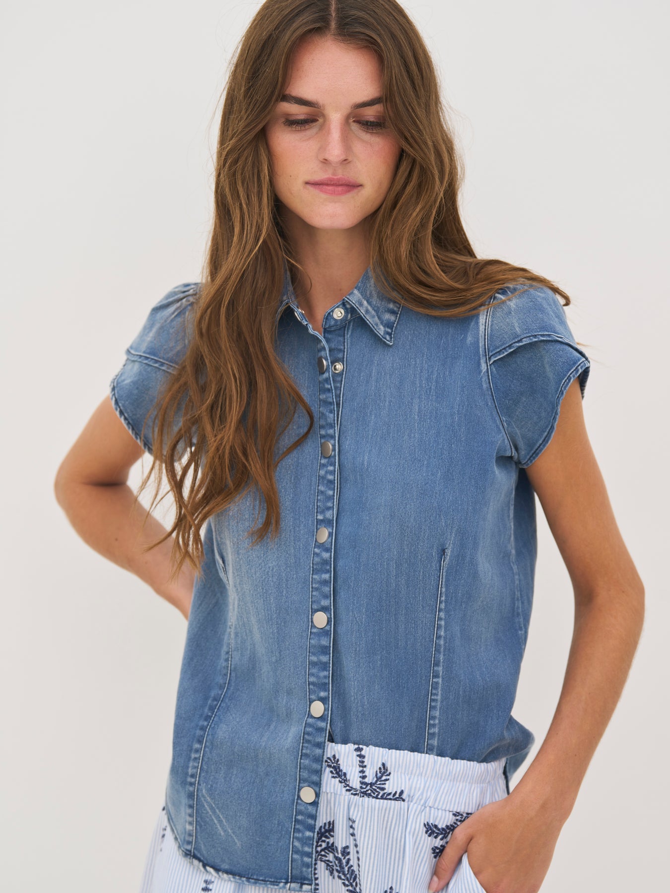 Nü Denmark Deima Skjorte Kortærmet Denim Blå