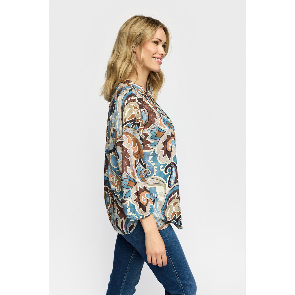 2 Biz Dorte Bluse Blå Brun