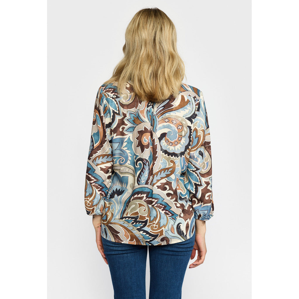 2 Biz Dorte Bluse Blå Brun