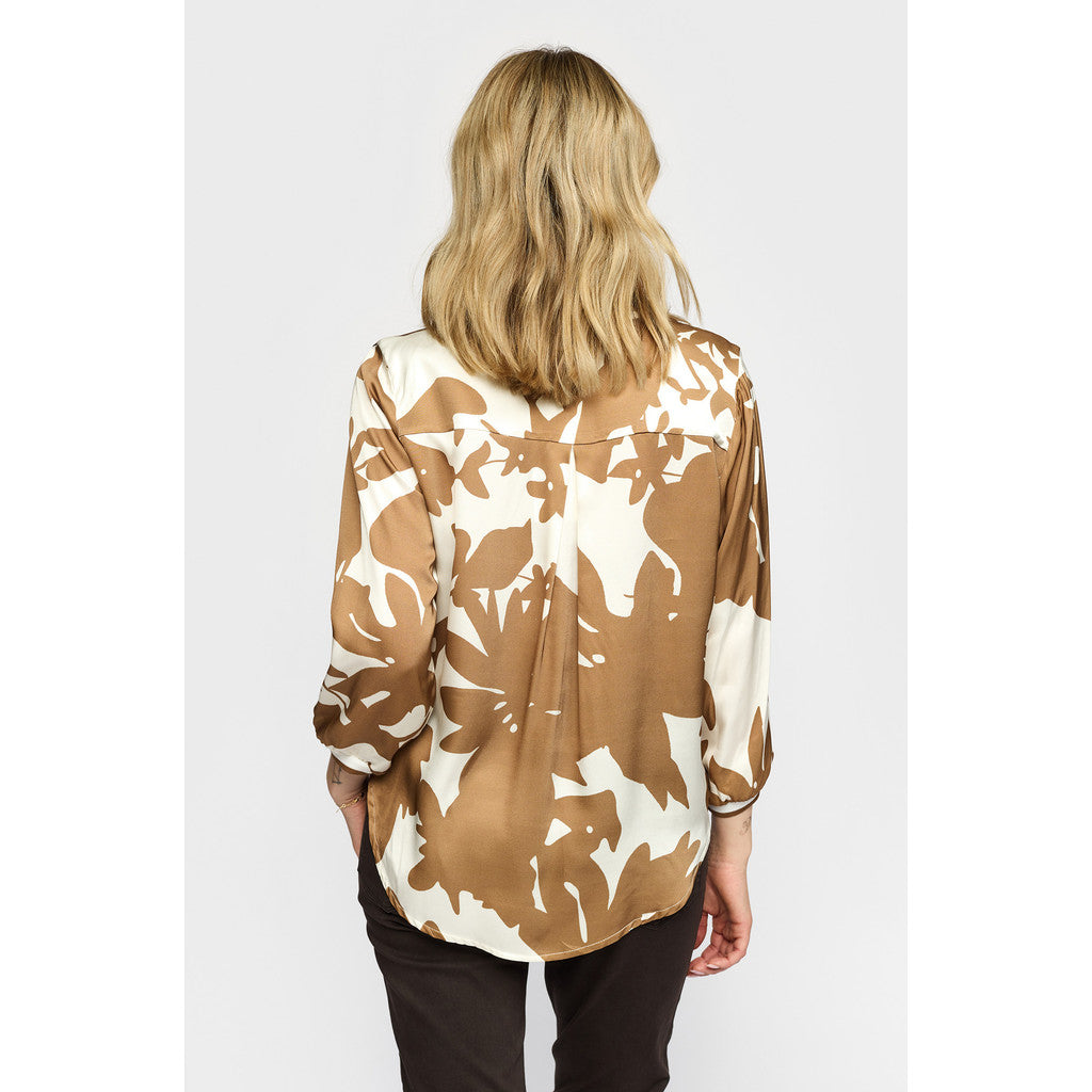 2 Biz Evelyn Bluse Leaf Hvid Brun