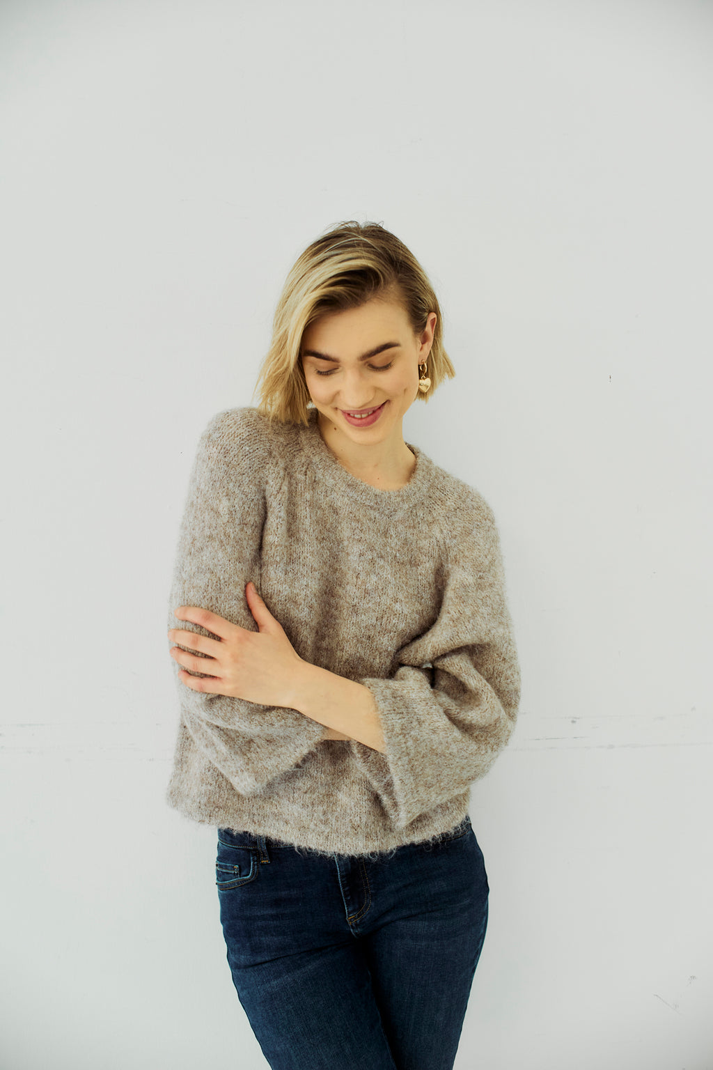 Freequent GRSLULU Pullover Melange Taupe