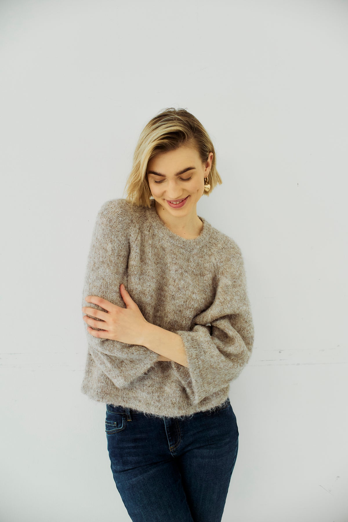 Freequent GRSLULU Pullover Melange Taupe