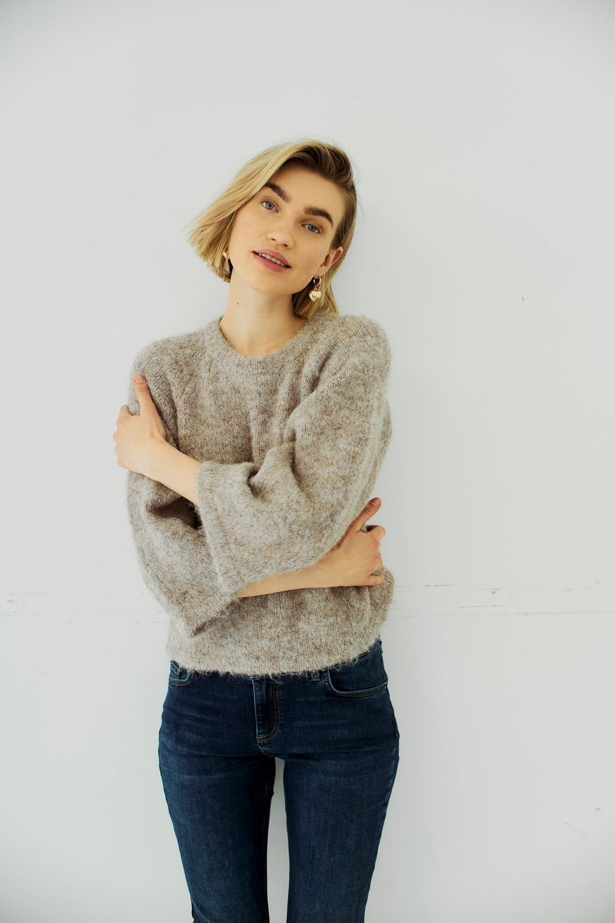 Freequent GRSLULU Pullover Melange Taupe
