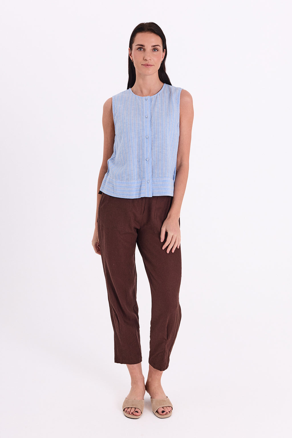 Freequent Lava Buks Leg Pleat Coffee Bean Brun