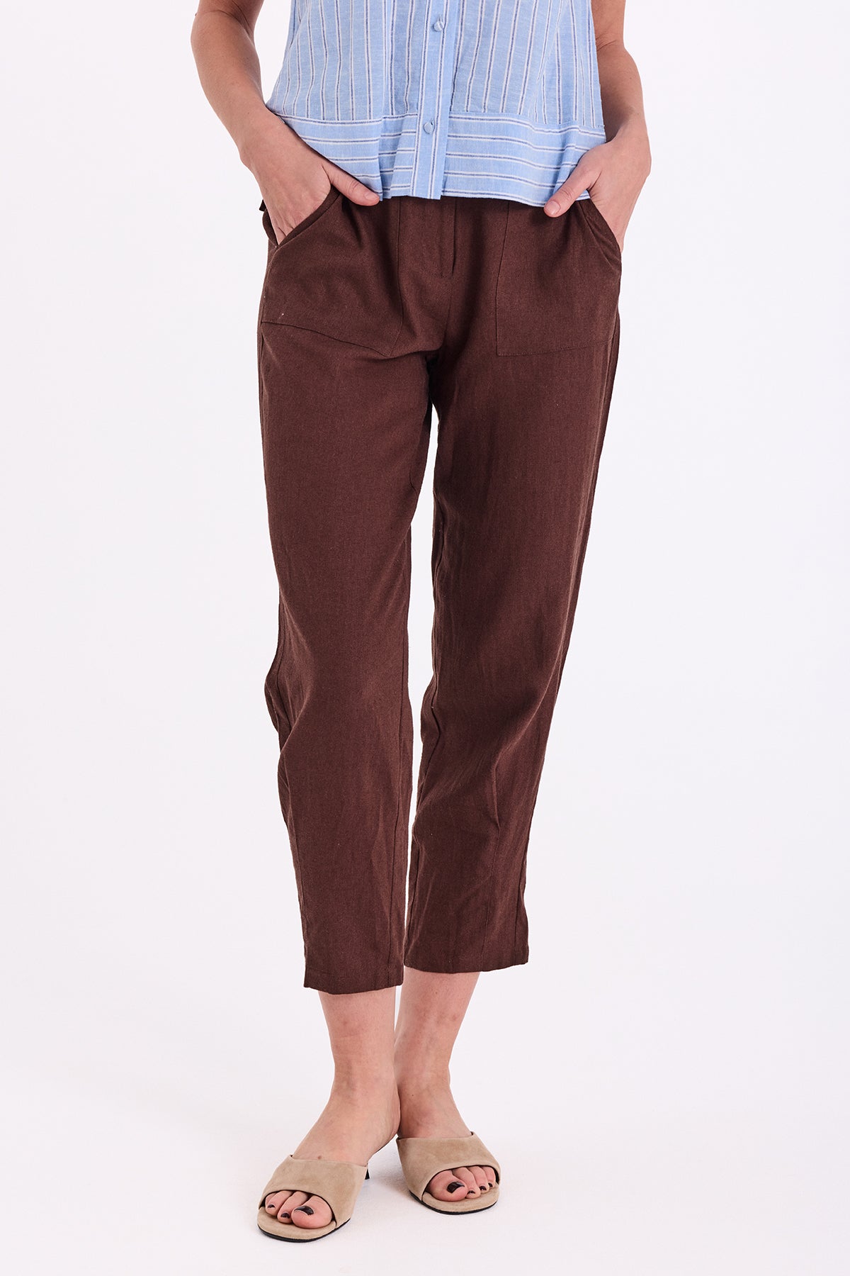 Freequent Lava Buks Leg Pleat Coffee Bean Brun