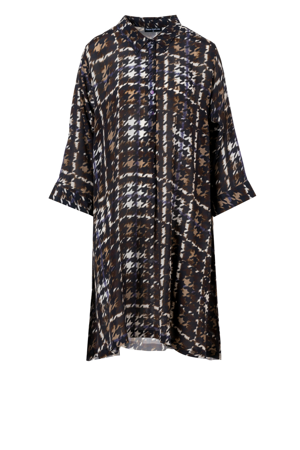 Peace Heart Joy Filipa Long Skjorte Checks Brun Lilla