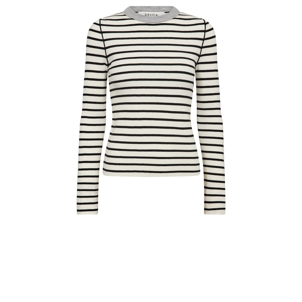 GOSSIA FabiolaGO Pullover Langærmet Stribet Off White Sort