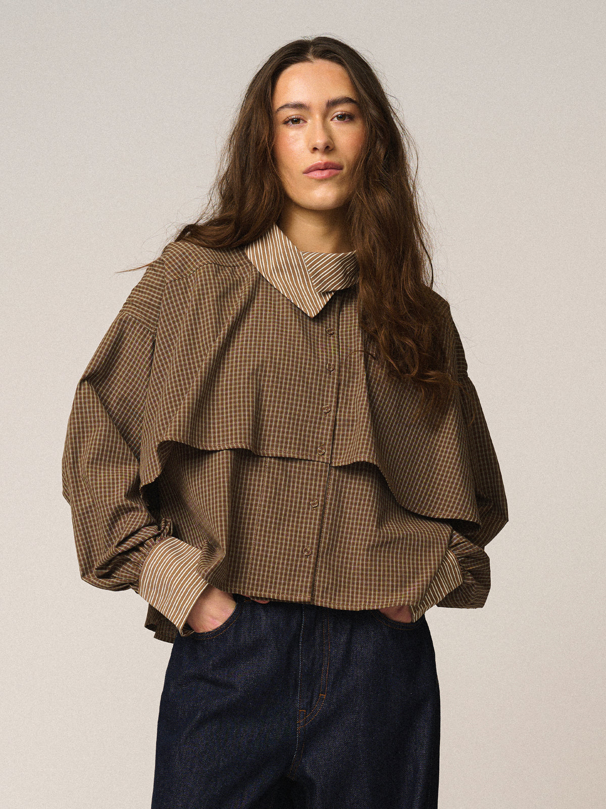 GOSSIA ChalineGO Skjorte Checks Brun