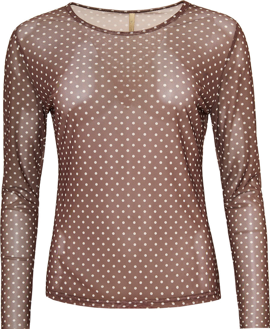 Ofelia Gwen Mesh Bluse Prikker Brun