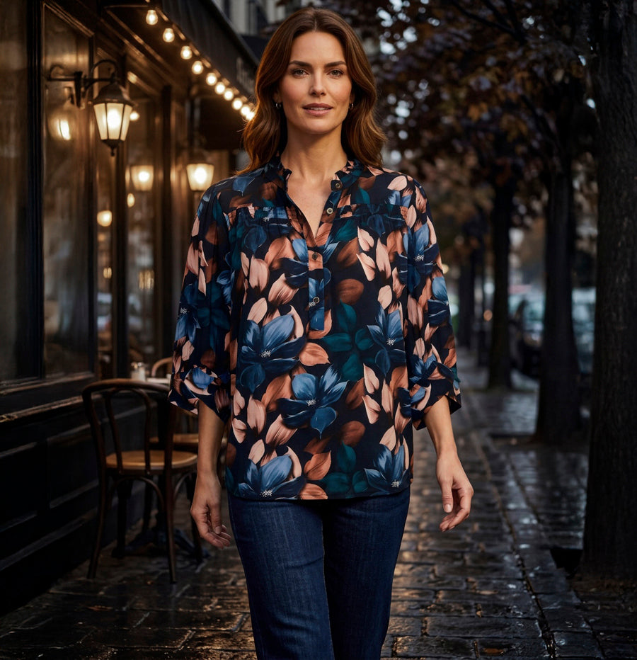 Ofelia Honny Bluse 2 Blomster Sand