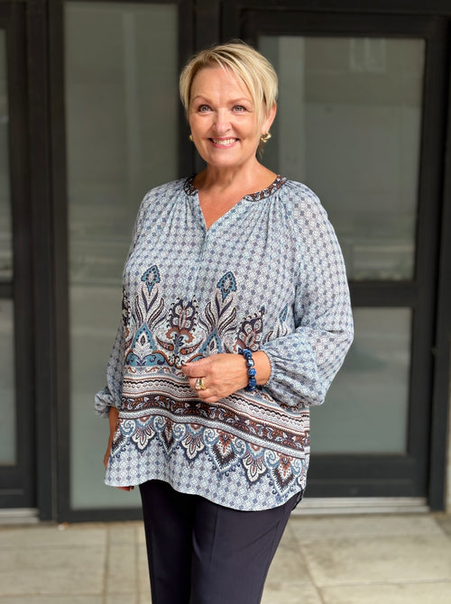 Charlotte Sparre Drema Pin Paisley Bluse Blå