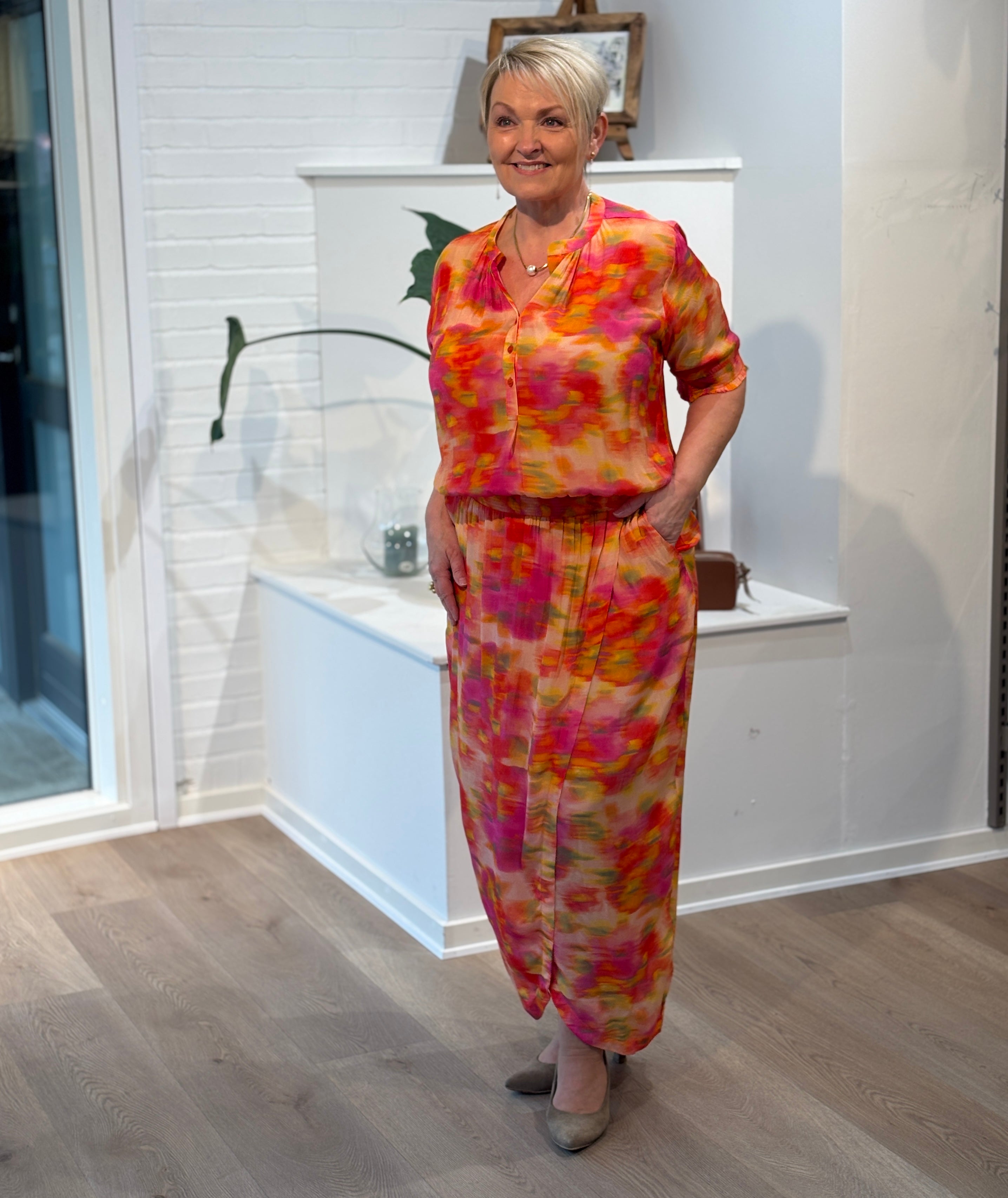 Peace Heart Joy Ida Kjole Kortærmet Dynamic Pink Gul