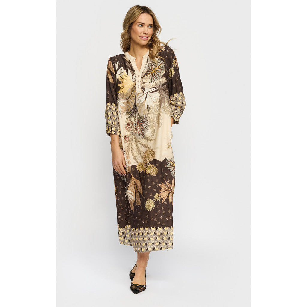 2 Biz Julia Kjole Leaf Sand