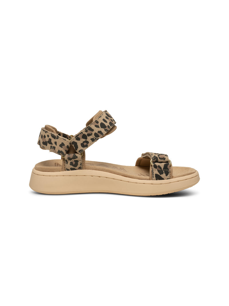 WODEN Line Suede Sandal Leopard Brun