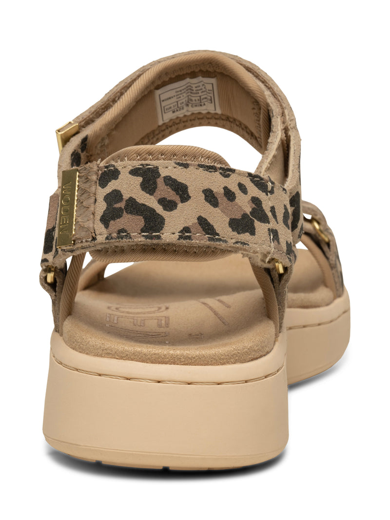 WODEN Line Suede Sandal Leopard Brun
