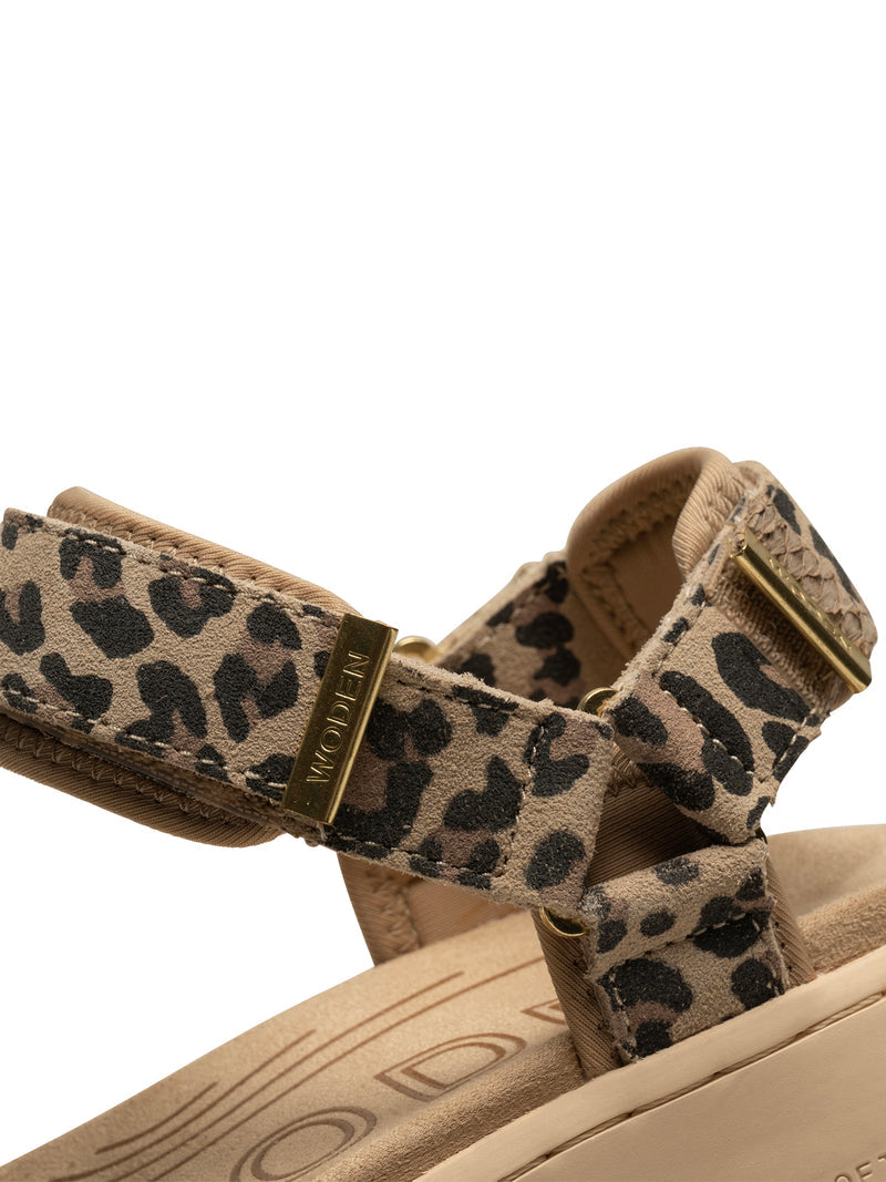 WODEN Line Suede Sandal Leopard Brun