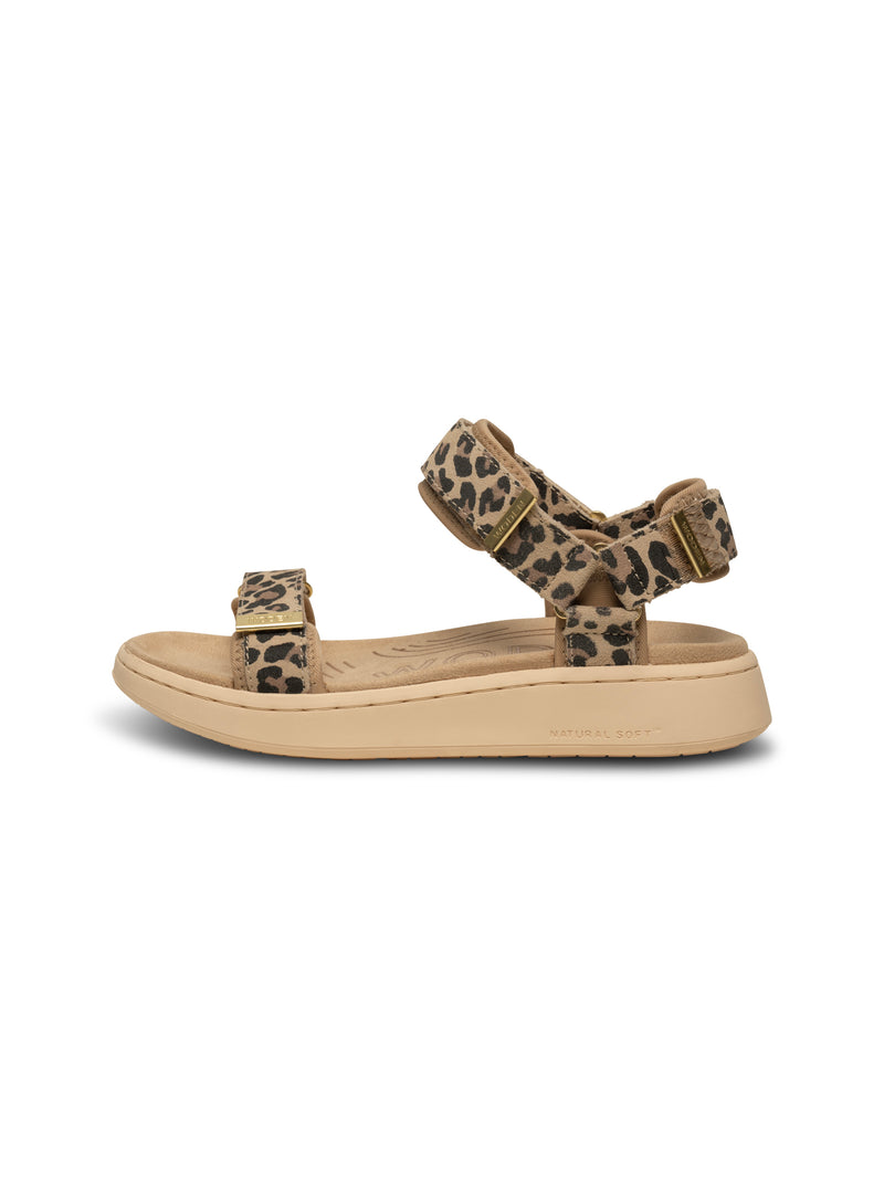 WODEN Line Suede Sandal Leopard Brun