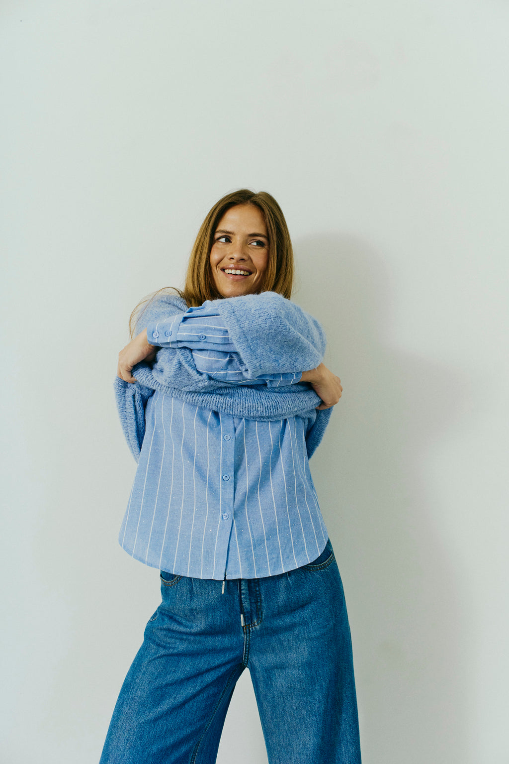 Freequent Solly Skjorte Vista Blå w Star Off White