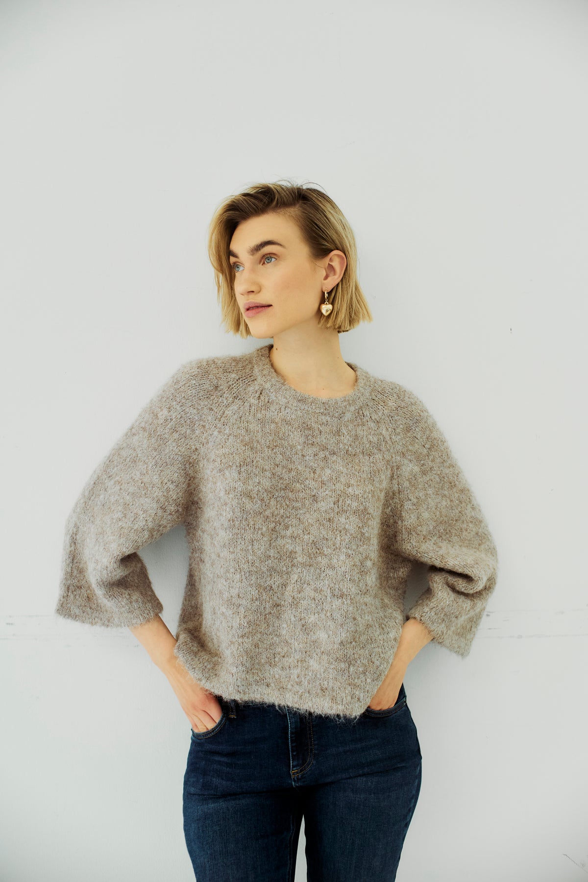 Freequent GRSLULU Pullover Melange Taupe