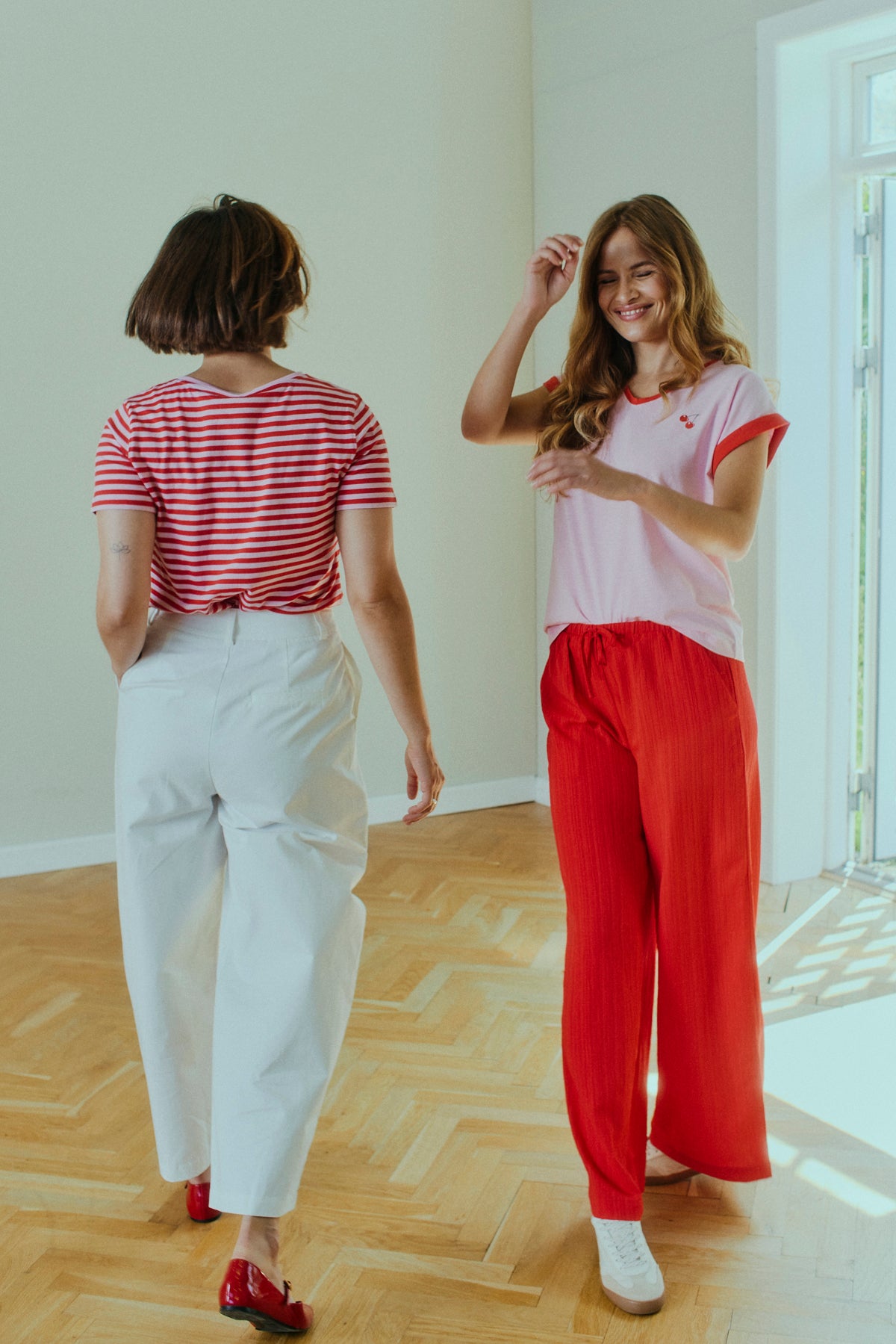 Freequent Mian T-shirt Stribet Sweet Lilla True Rød