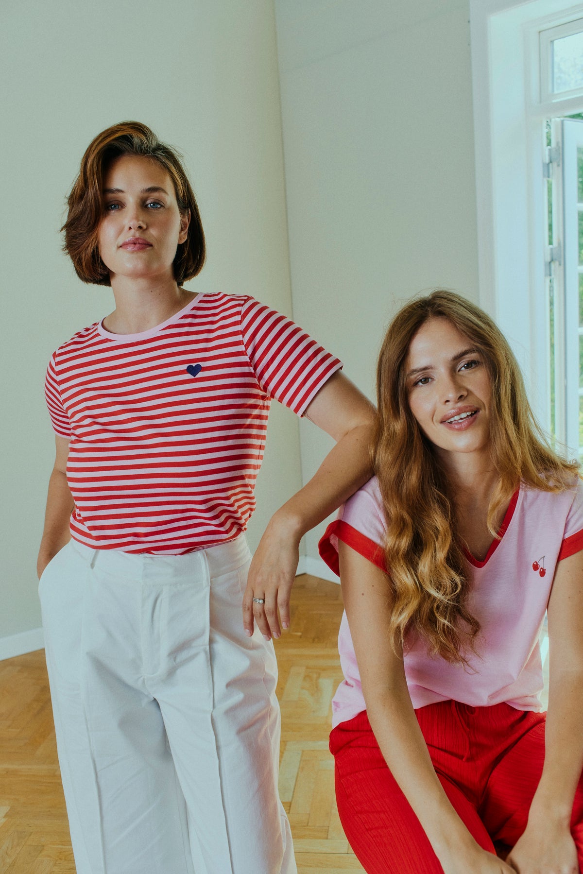 Freequent Mian T-shirt Stribet Sweet Lilla True Rød