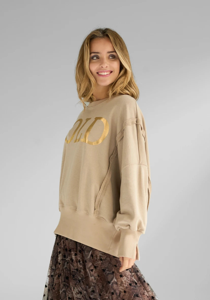 MISS GOODLIFE Sweater Wide Guld Sand