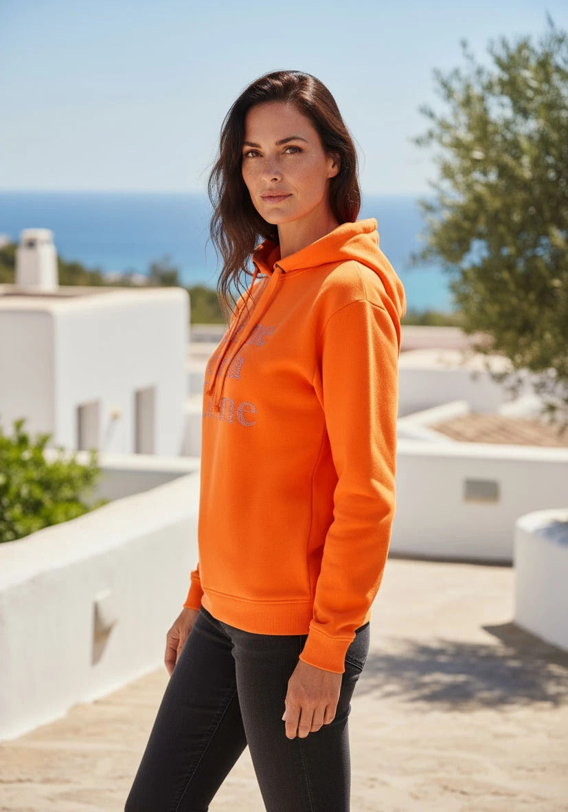 MISS GOODLIFE Hoodie Creme De La Creme Neon Orange Neon Pink