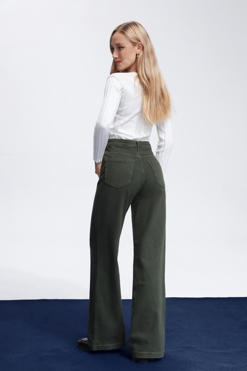 Jewelly Jeans Wide Leg Kaki Grøn