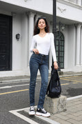 Jewelly Jeans Heart Knapper Denim Blå