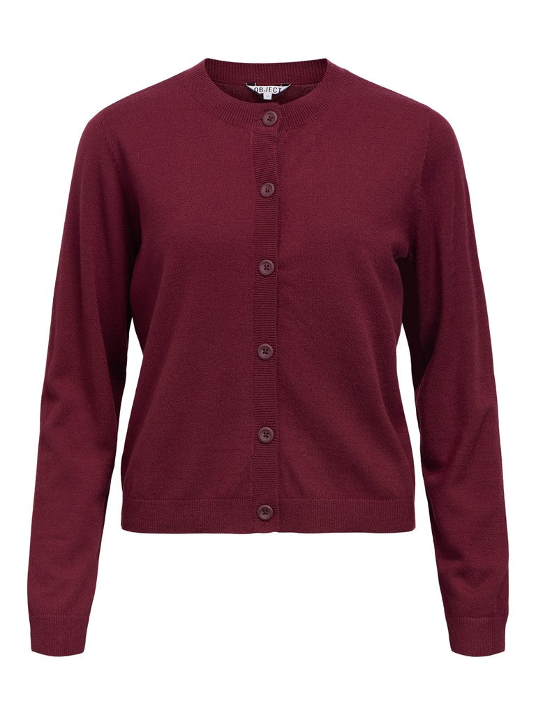 OBJECT THESS Kort Cardigan Windsor Wine Rød Melange
