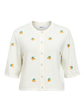 OBJECT THESS Cardigan 3/4 Ærme Cloud Lemon Orange Hvid