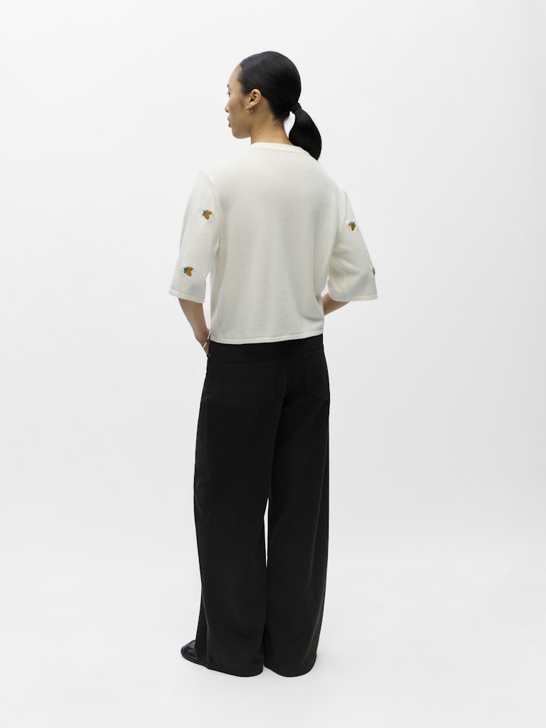 OBJECT THESS Cardigan 3/4 Ærme Cloud Lemon Orange Hvid